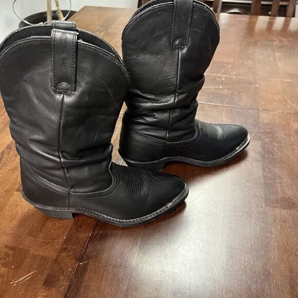 Shyanne Shy Slouch Western Boots‎ Womens Size 7 Black Pull On Cowgirl 1131BL