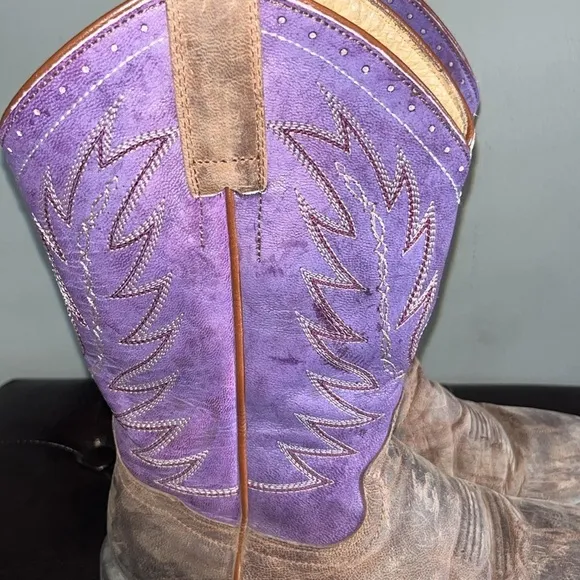 Shyanne women purple burnish western cowgirl boots brown purple square toe 7M