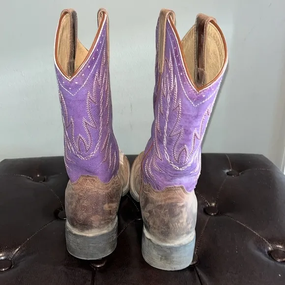 Shyanne women purple burnish western cowgirl boots brown purple square toe 7M