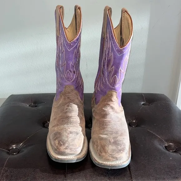 Shyanne women purple burnish western cowgirl boots brown purple square toe 7M