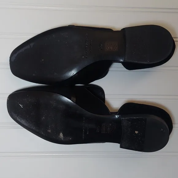 Sigerson Morrison Smianthe D'orsay black suede &amp; leather loafers w/silve…