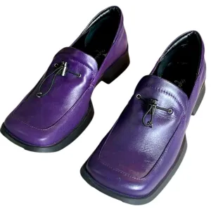 SIGNATURE 'Cool' loafers leather square toe purple/black toggle pull  Sz 7.5