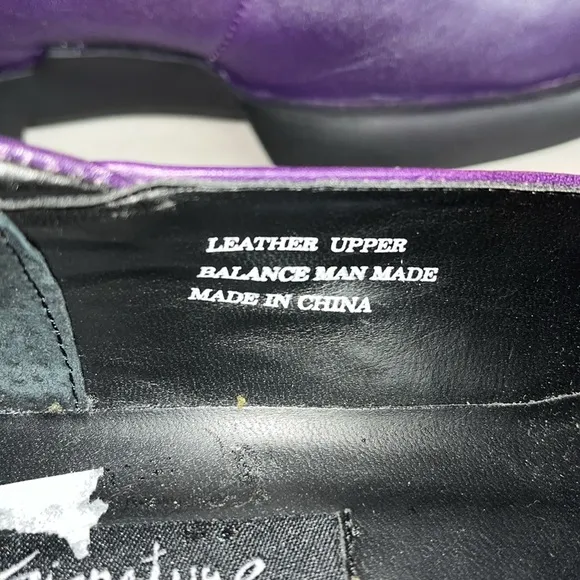 SIGNATURE 'Cool' loafers leather square toe purple/black toggle pull  Sz 7.5