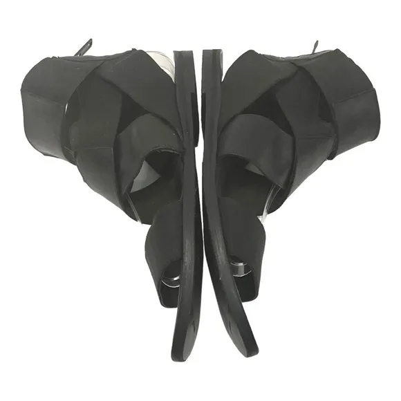 Silent Damir Doma Black Leather Stretch Gladiator Sandals Women’s 38