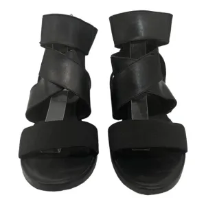 Silent Damir Doma Black Leather Stretch Gladiator Sandals Women’s 38