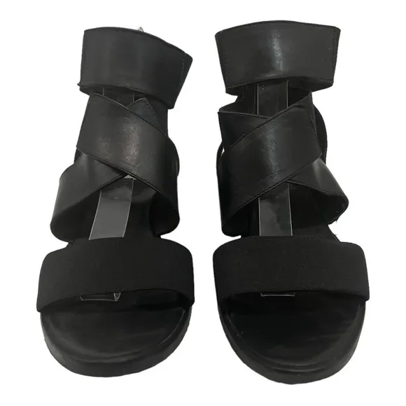 Silent Damir Doma Black Leather Stretch Gladiator Sandals Women’s 38