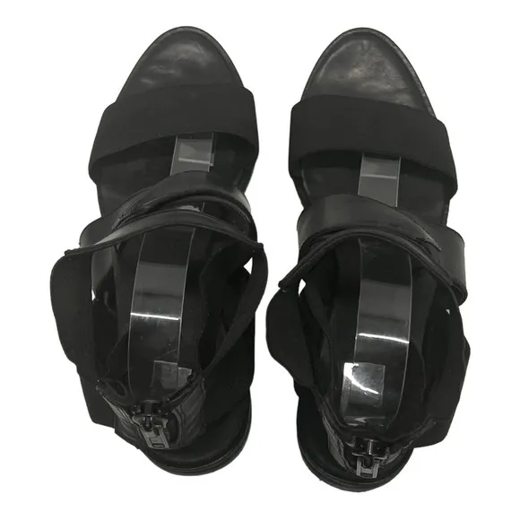 Silent Damir Doma Black Leather Stretch Gladiator Sandals Women’s 38
