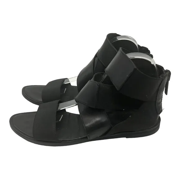 Silent Damir Doma Black Leather Stretch Gladiator Sandals Women’s 38