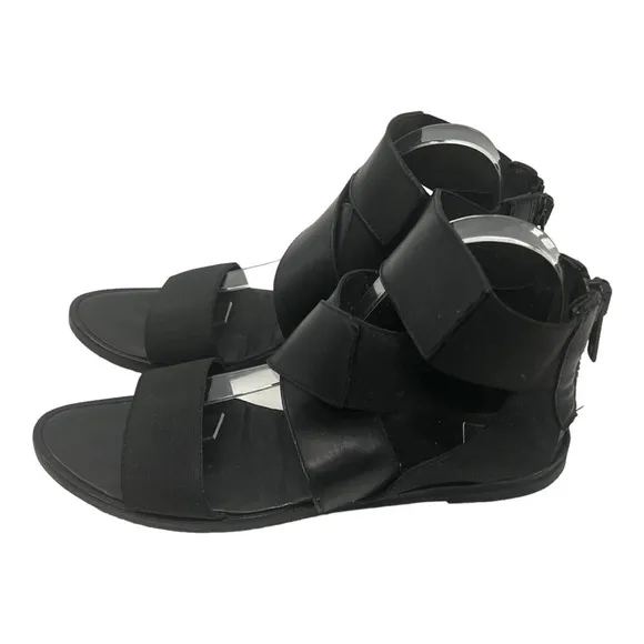 Silent Damir Doma Black Leather Stretch Gladiator Sandals Women’s 38