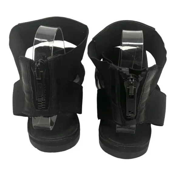 Silent Damir Doma Black Leather Stretch Gladiator Sandals Women’s 38