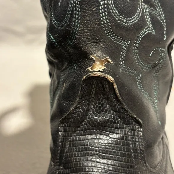 Silver Cow Mens Western Boots Pull On Black Sz 9-9.5 Thick Sole