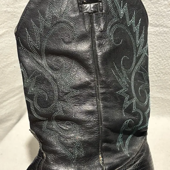 Silver Cow Mens Western Boots Pull On Black Sz 9-9.5 Thick Sole