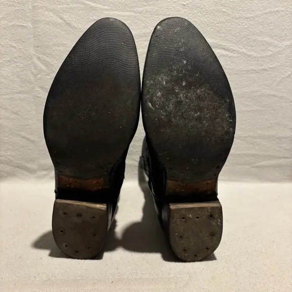 Silver Cow Mens Western Boots Pull On Black Sz 9-9.5 Thick Sole