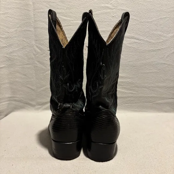 Silver Cow Mens Western Boots Pull On Black Sz 9-9.5 Thick Sole
