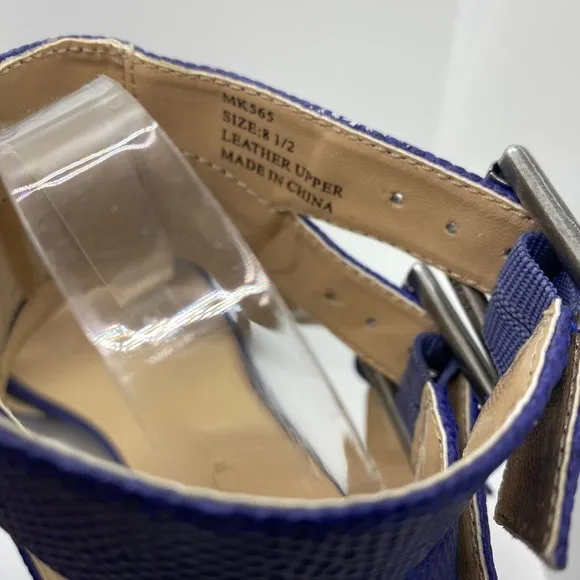 size 8.5 BCBGMaxazria royal blue reptile ankle strap lizard strappy‎ buckles