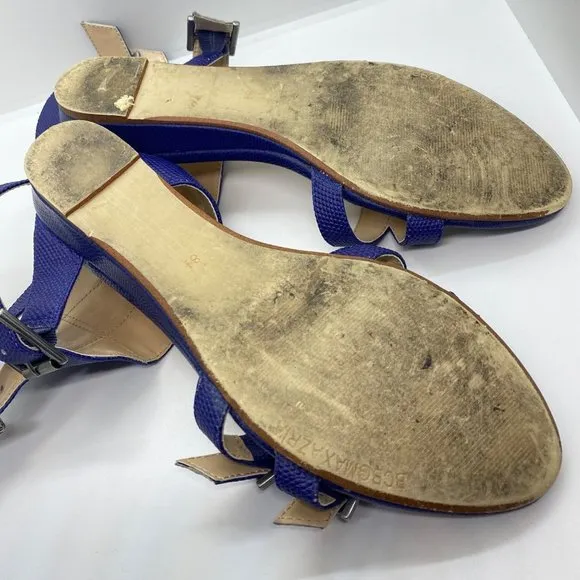 size 8.5 BCBGMaxazria royal blue reptile ankle strap lizard strappy‎ buckles