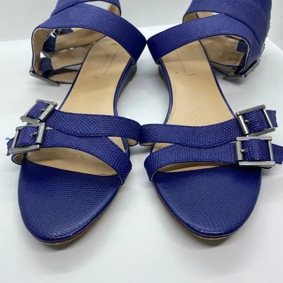 size 8.5 BCBGMaxazria royal blue reptile ankle strap lizard strappy‎ buckles