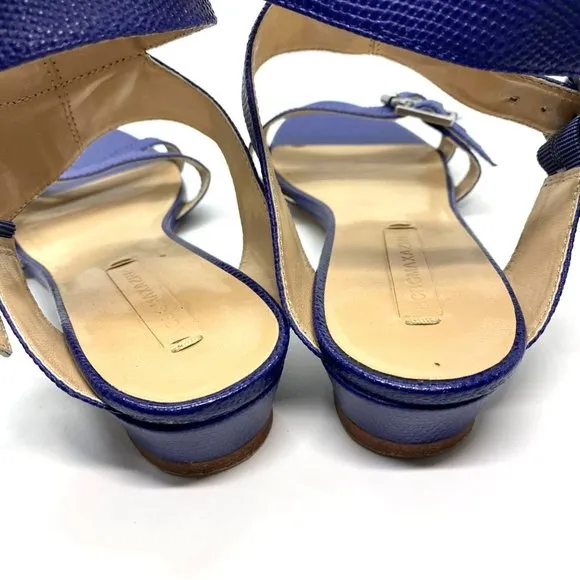 size 8.5 BCBGMaxazria royal blue reptile ankle strap lizard strappy‎ buckles