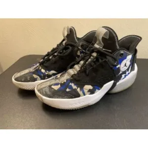 SIZE 9 JORDAN REACT ELEVATION CK6618-004 Black‎ Racer Blue White Ice Tennis Shoe