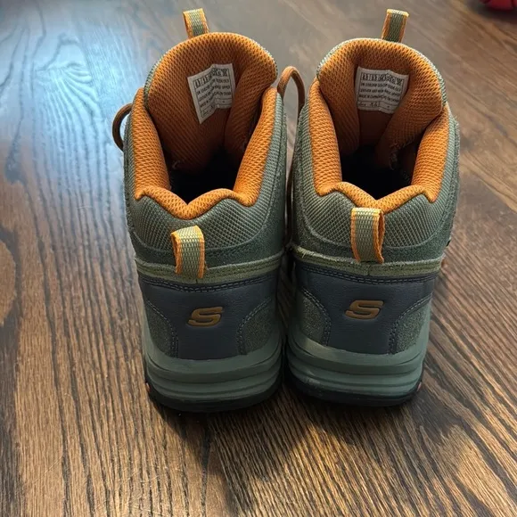 Skechers Green and Orange Hiking Boots with Ankle Support