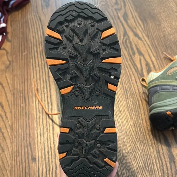 Skechers Green and Orange Hiking Boots with Ankle Support
