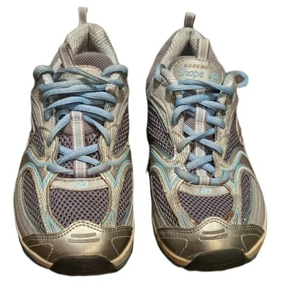 Skechers Shape Ups Accelerators Sneakers Silver / Black 12320 Walking Toning 7