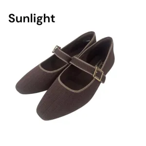 Skechers Womens Brown Mary Jane Flats With Air-Cooled Memory Foam Size 7