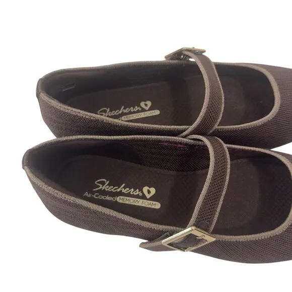 Skechers Womens Brown Mary Jane Flats With Air-Cooled Memory Foam Size 7