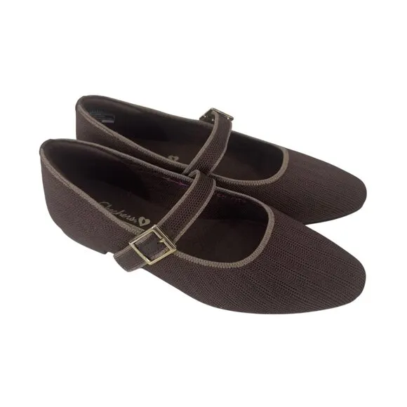 Skechers Womens Brown Mary Jane Flats With Air-Cooled Memory Foam Size 7