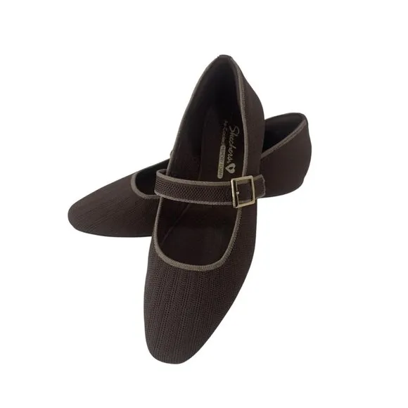 Skechers Womens Brown Mary Jane Flats With Air-Cooled Memory Foam Size 7