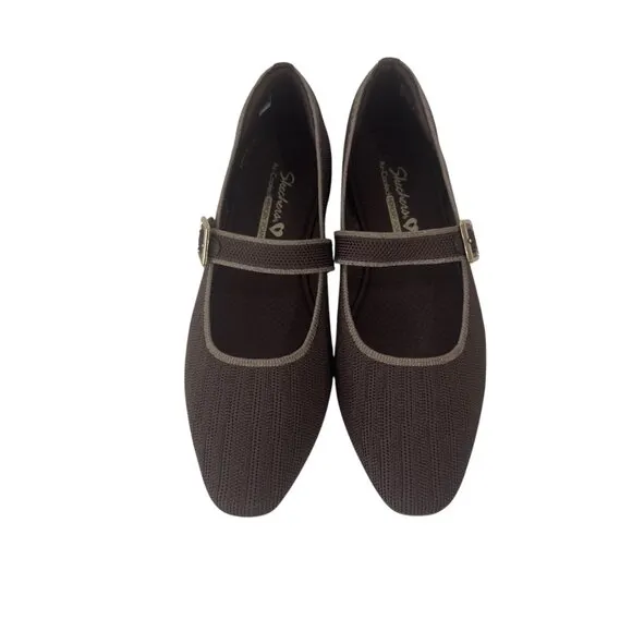 Skechers Womens Brown Mary Jane Flats With Air-Cooled Memory Foam Size 7