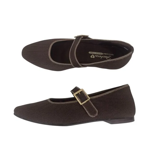 Skechers Womens Brown Mary Jane Flats With Air-Cooled Memory Foam Size 7