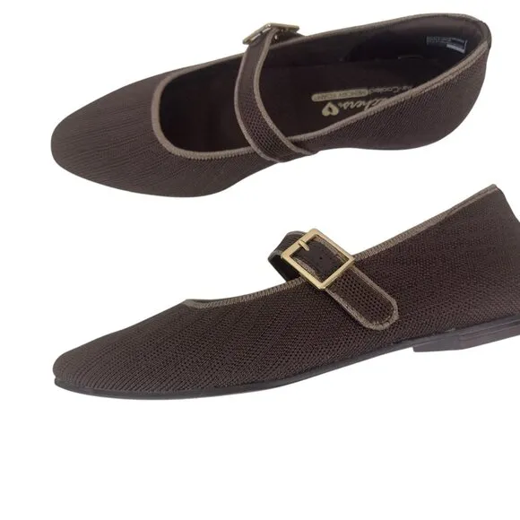 Skechers Womens Brown Mary Jane Flats With Air-Cooled Memory Foam Size 7