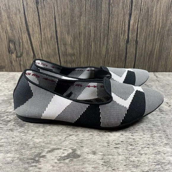Skechers Women's Cleo Sherlock Black/White Slip On Flats #44731 Size 7