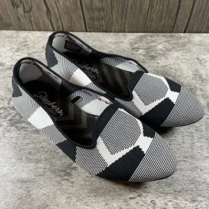 Skechers Women's Cleo Sherlock Black/White Slip On Flats #44731 Size 7