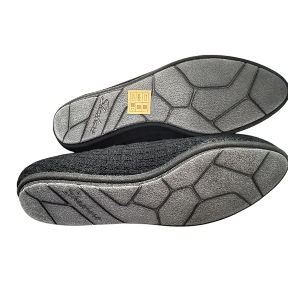 Skechers Women’s Cleo’s Black Slip-On Stretch Washable Cushioned Beach Flats 10