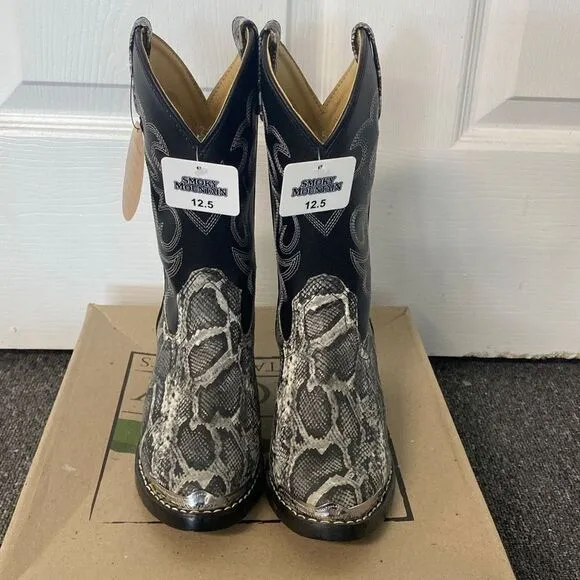 Smoky Mountain Python Black &amp; Gray Cowboy Boots Size 12.5 NEW