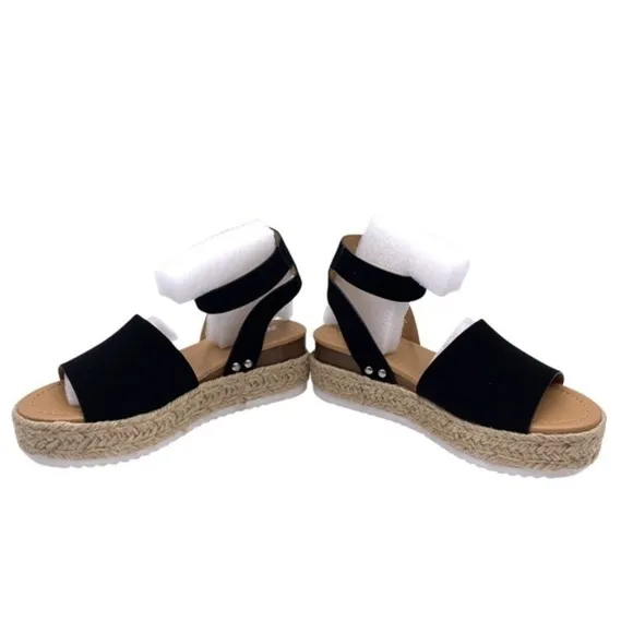 Soda Topic Women’s Open Toe Ankle Strap Espadrille Platform Sandals NIB