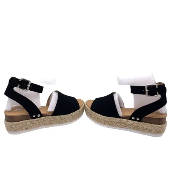 Soda Topic Women’s Open Toe Ankle Strap Espadrille Platform Sandals NIB