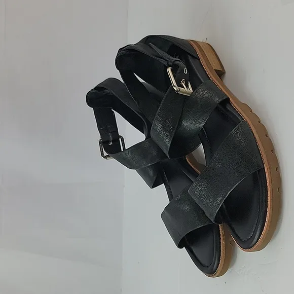 Sofft Novia Black Leather Ankle Strap Women's Sandals