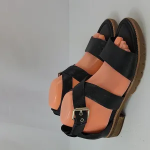 Sofft Novia Black Leather Ankle Strap Women's Sandals