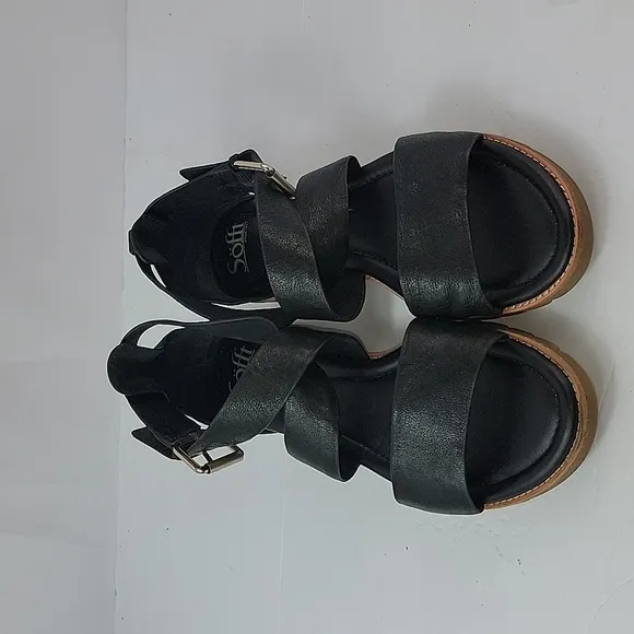 Sofft Novia Black Leather Ankle Strap Women's Sandals
