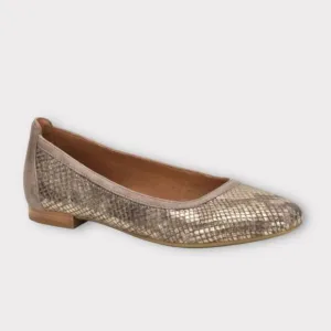 Sofft Slip-On Textured Suede Flats Maretto Taupe/Gold Snake Print Women’s Size 8