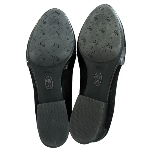 Sofft Womens Black Leather Calf Hair Loafers Animal Print‎ Buckle Size 9 Mobwife