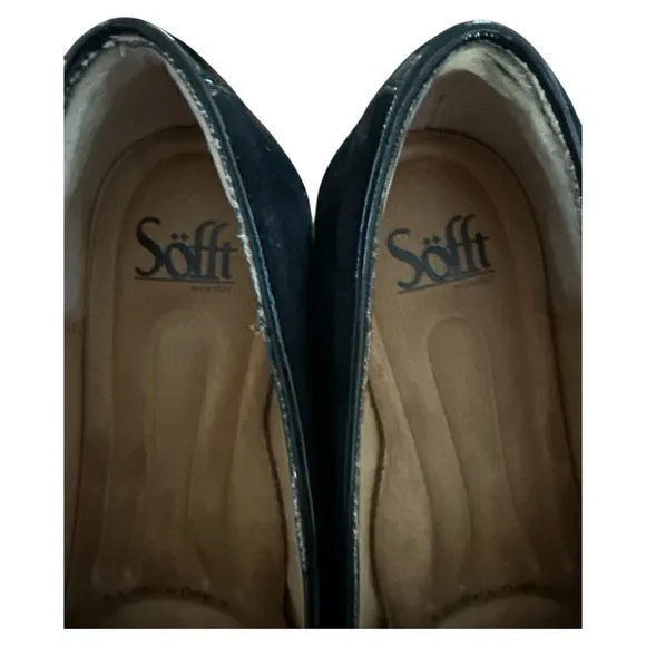 Sofft Womens Black Leather Calf Hair Loafers Animal Print‎ Buckle Size 9 Mobwife