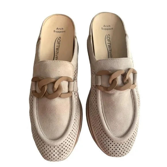 Softwaves Carlissa Velour Crème Cognac Slip On Loafers Sz 42/12