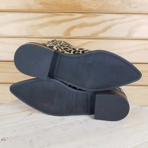 Sole Society 6 US Cadyna Suede Leopard Ankle Bootie Boot Block Heel Side Zip NEW