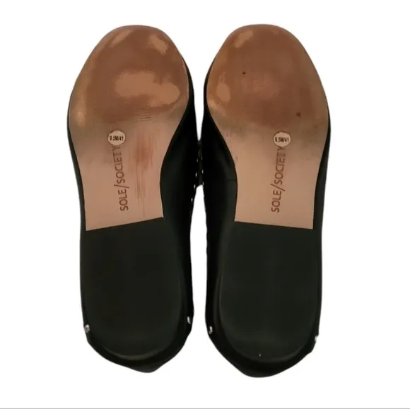 Sole Society - Tablia Black Leather Studded Loafers