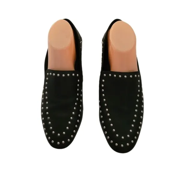 Sole Society - Tablia Black Leather Studded Loafers