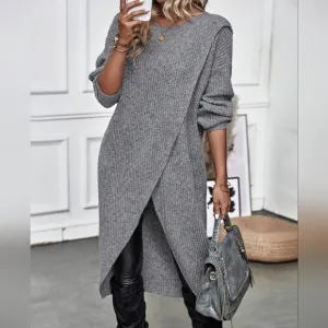 Solid Wrap Hem Sweater